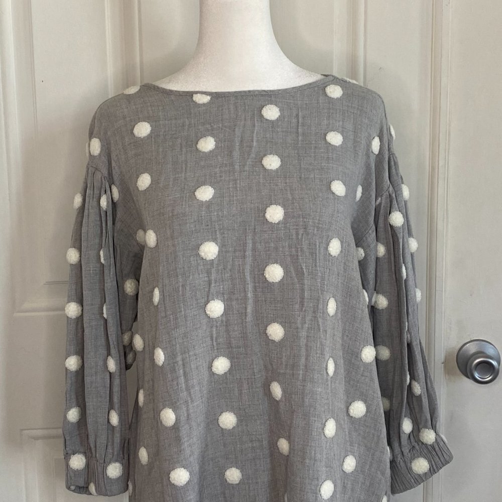 Zara Knit Polka-dot Blouse 100% Viscose Women Size Small